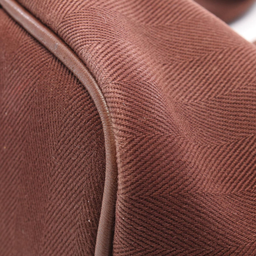 Hermes Handbag Valparaiso PM Dark Brown Leather Canvas — view 7