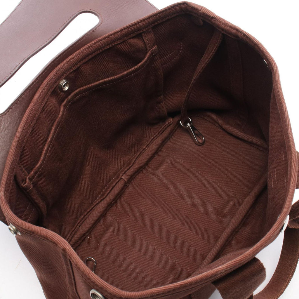 Hermes Handbag Valparaiso PM Dark Brown Leather Canvas — view 3