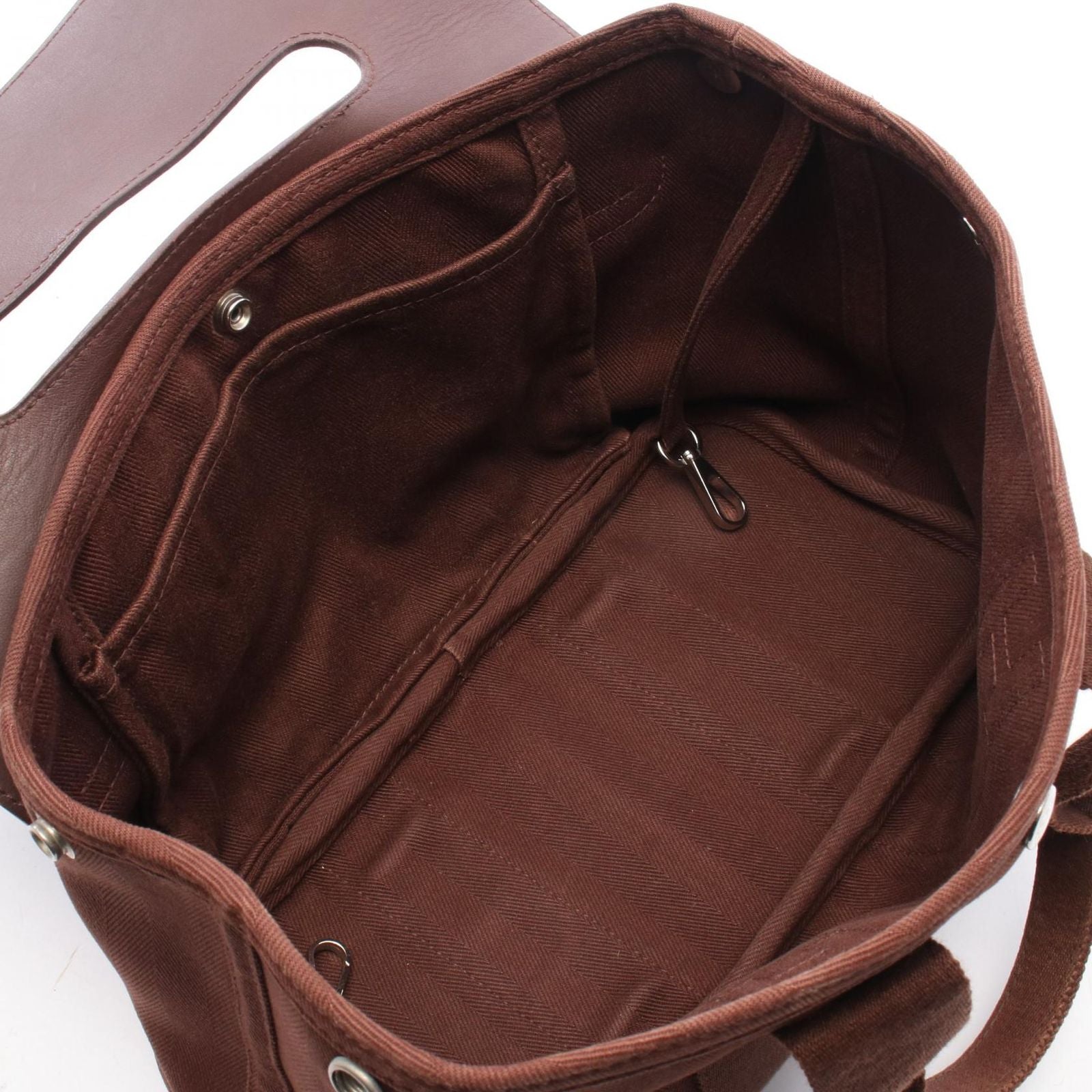 Hermes Handbag Valparaiso PM Dark Brown Leather Canvas — view 3