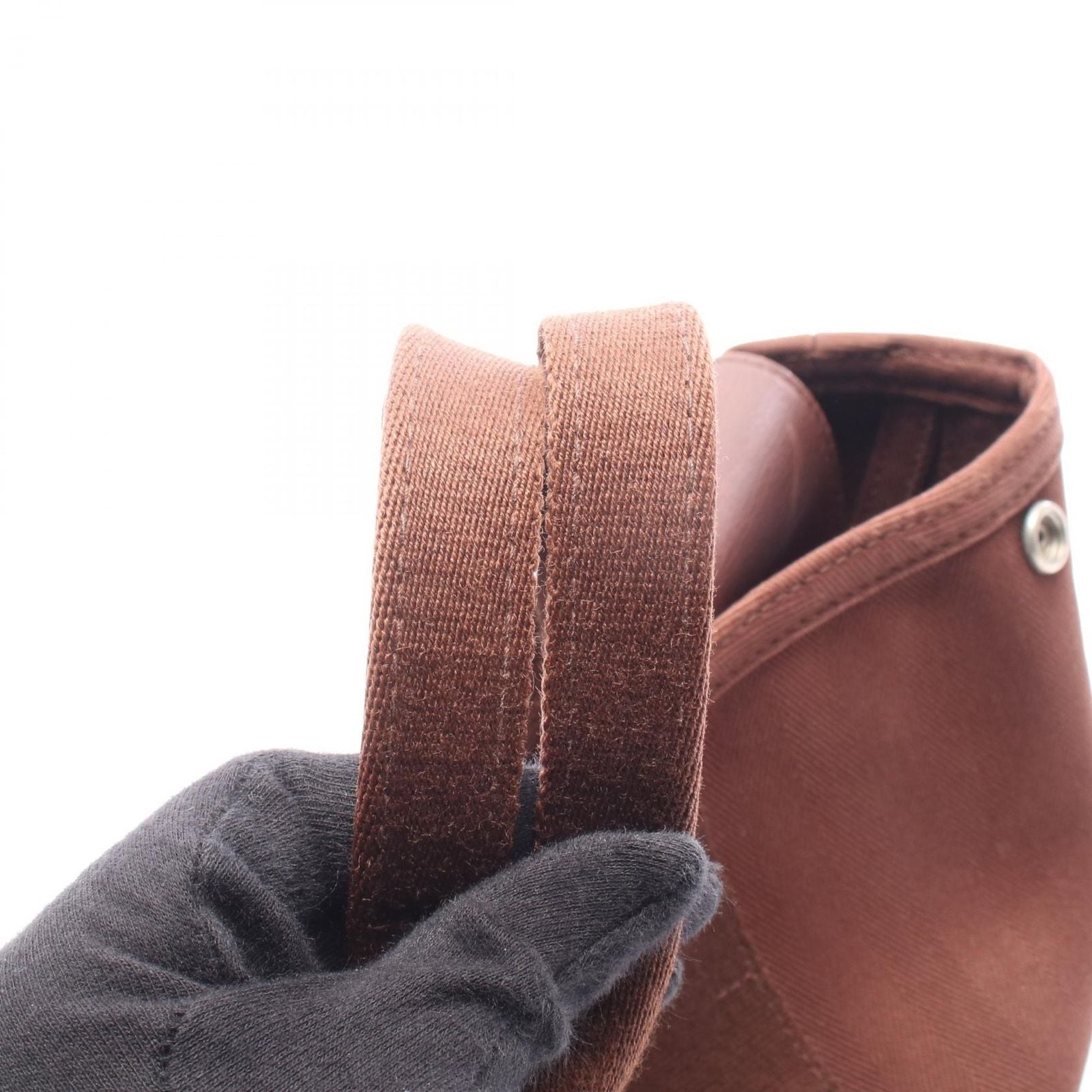 Hermes Handbag Valparaiso PM Dark Brown Leather Canvas — view 5