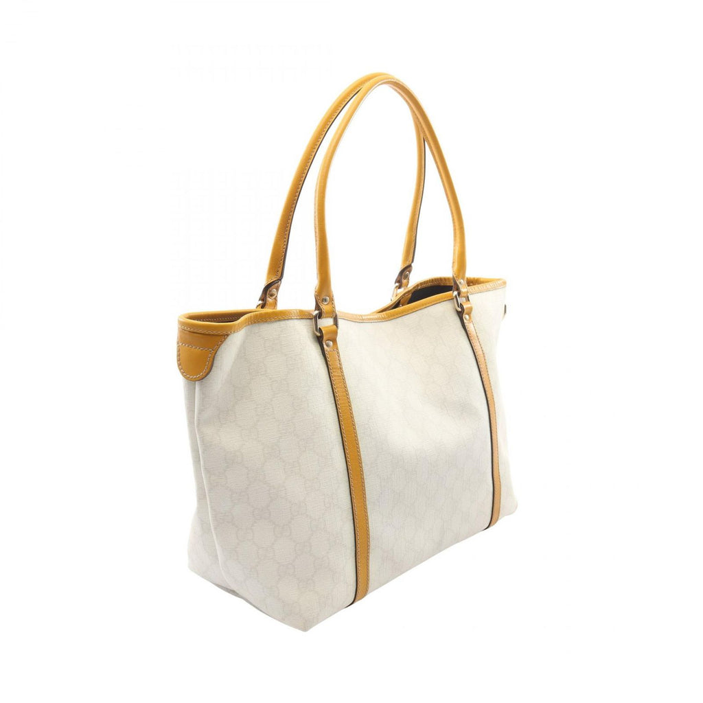 Gucci Tote Bag GG Supreme White Yellow Canvas Leather — view 2