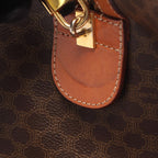 Celine Boston Bag Macadam Bag Brown Canvas Leather — view 6