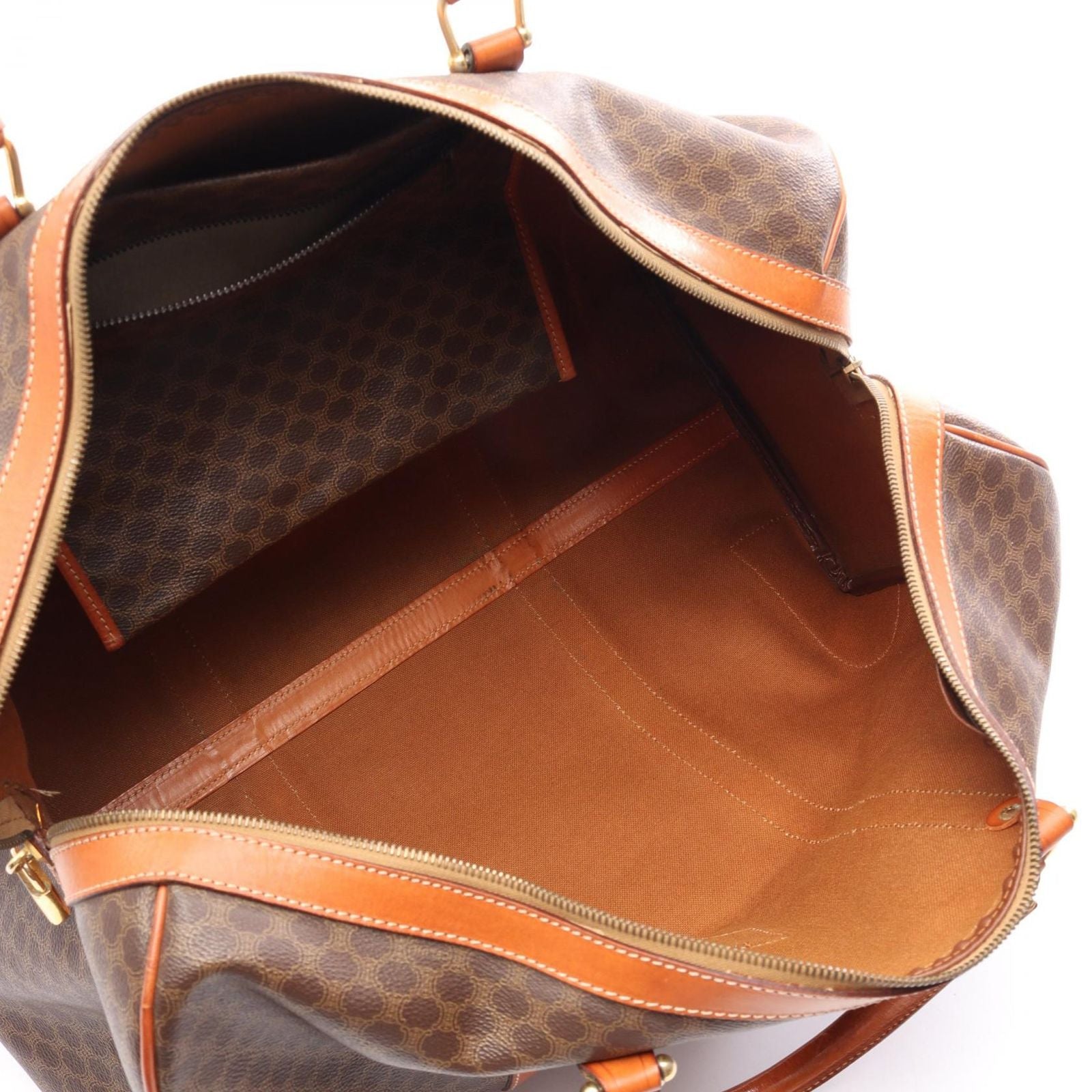 Celine Boston Bag Macadam Bag Brown Canvas Leather — view 3