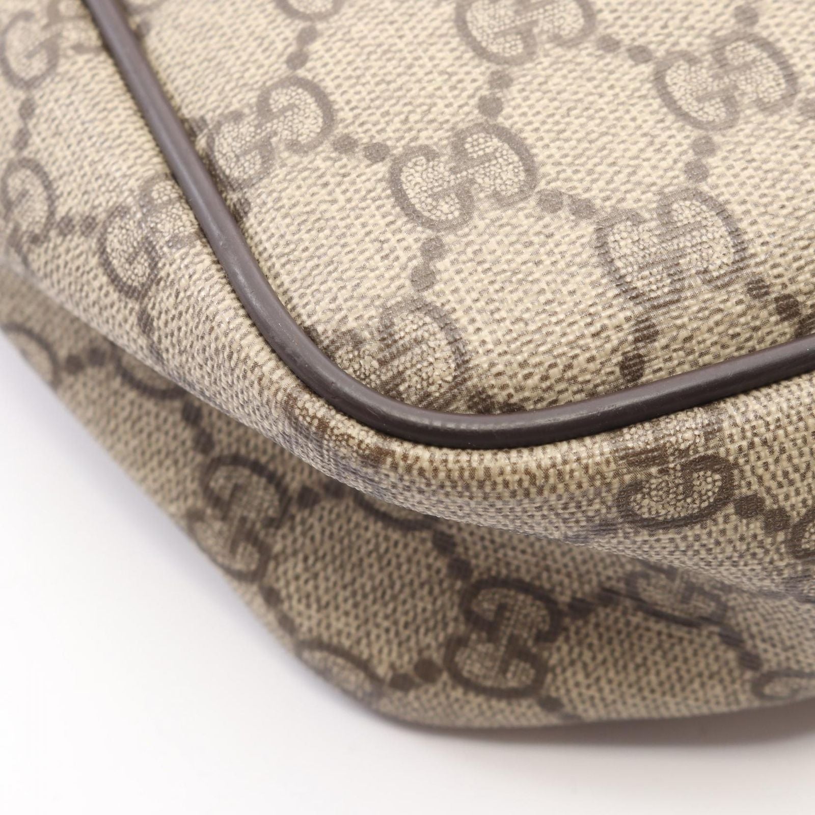 Gucci Shoulder Bag GG Supreme Beige Brown Canvas Leather — view 6