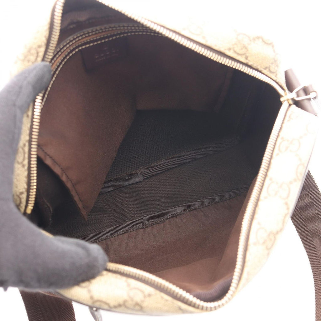 Gucci Shoulder Bag GG Supreme Beige Brown Canvas Leather — view 3