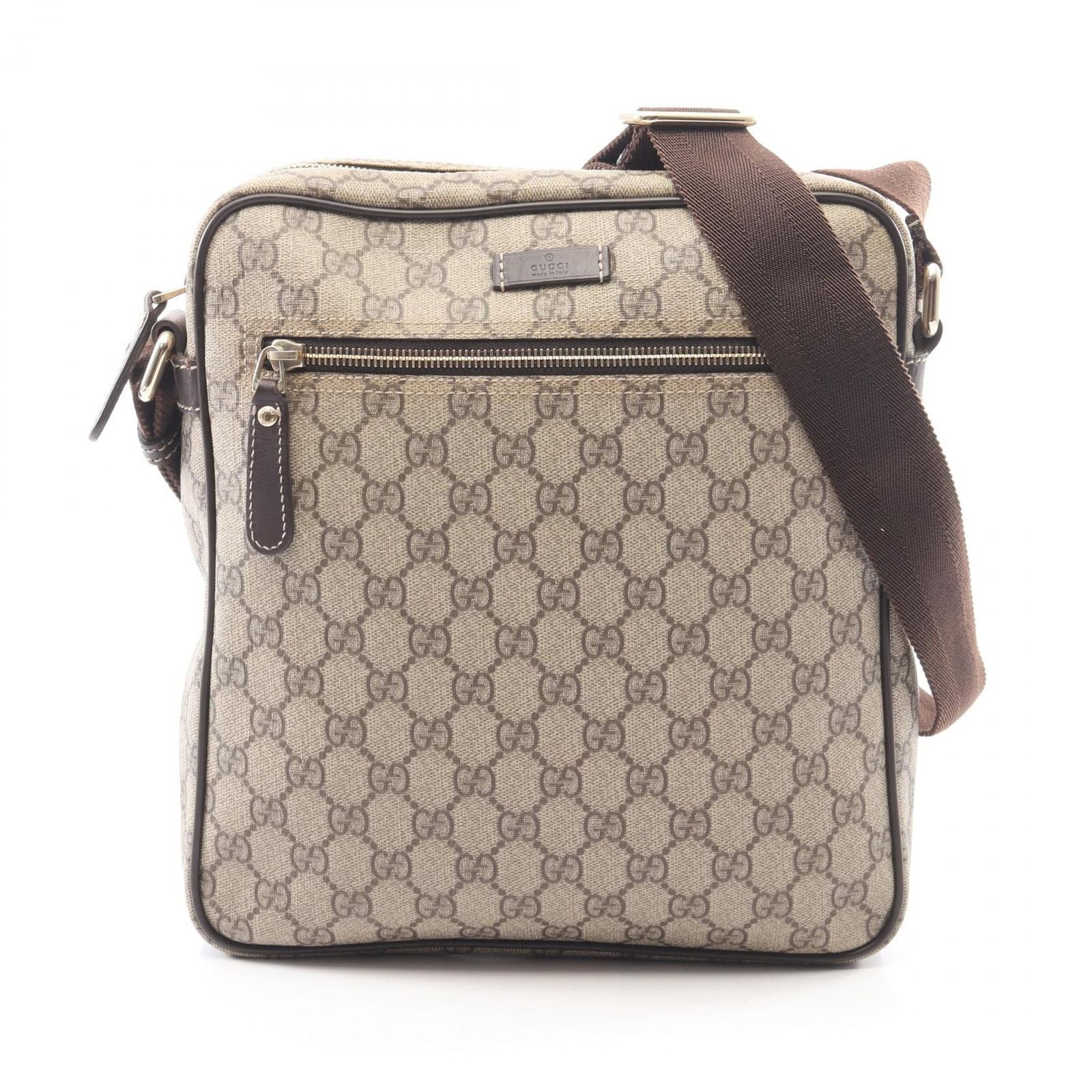 Gucci Shoulder Bag GG Supreme Beige Brown Canvas Leather