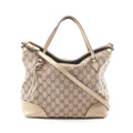 Gucci Bree GG Canvas 2-Way Beige Gold Shoulder Handbag