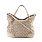 Gucci Bree GG Canvas 2-Way Beige Gold Shoulder Handbag