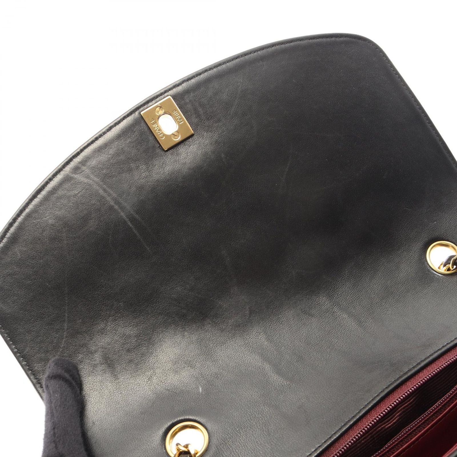 Chanel Shoulder Bag Quilted Diana Flap Black Lambskin Chain — view 7