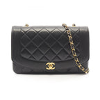 Chanel Shoulder Bag Quilted Diana Flap Black Lambskin Chain