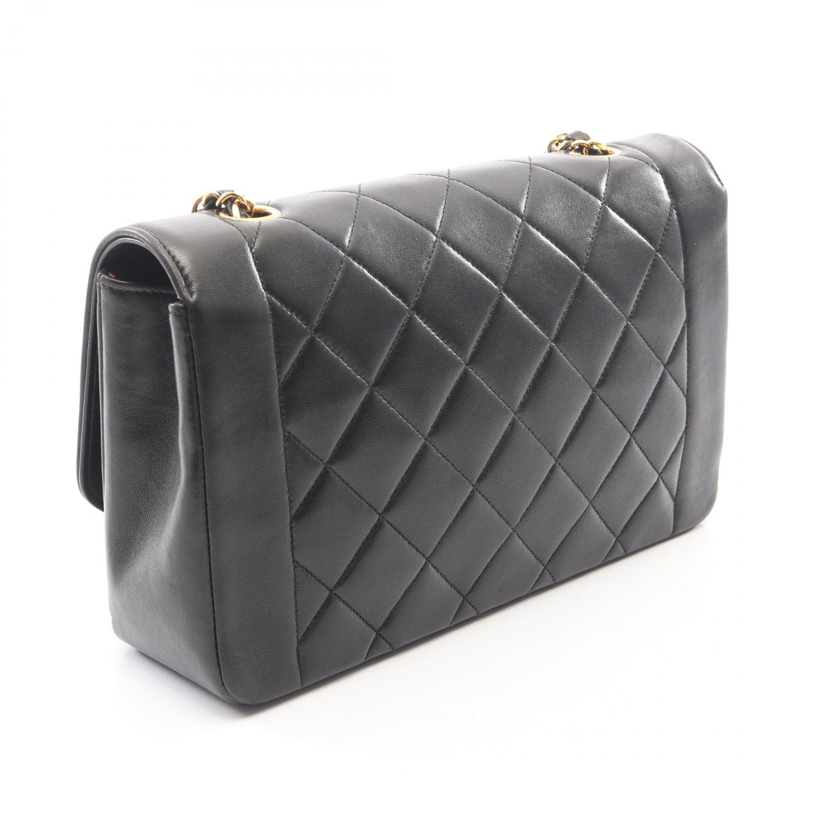 Chanel Shoulder Bag Quilted Diana Flap Black Lambskin Chain — view 2