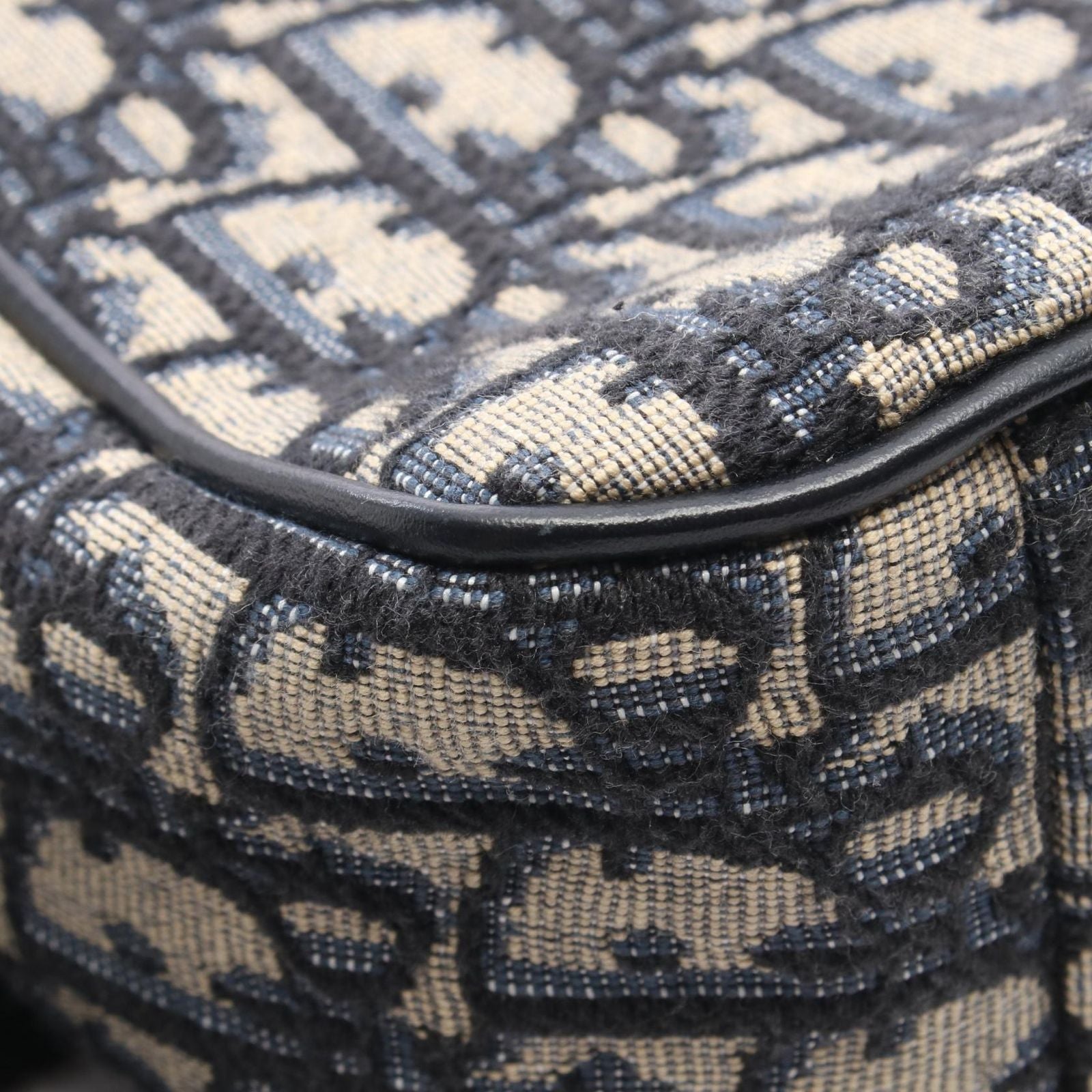 Dior Shoulder Bag Oblique Kids Ivory Navy Black Canvas Leather — view 6