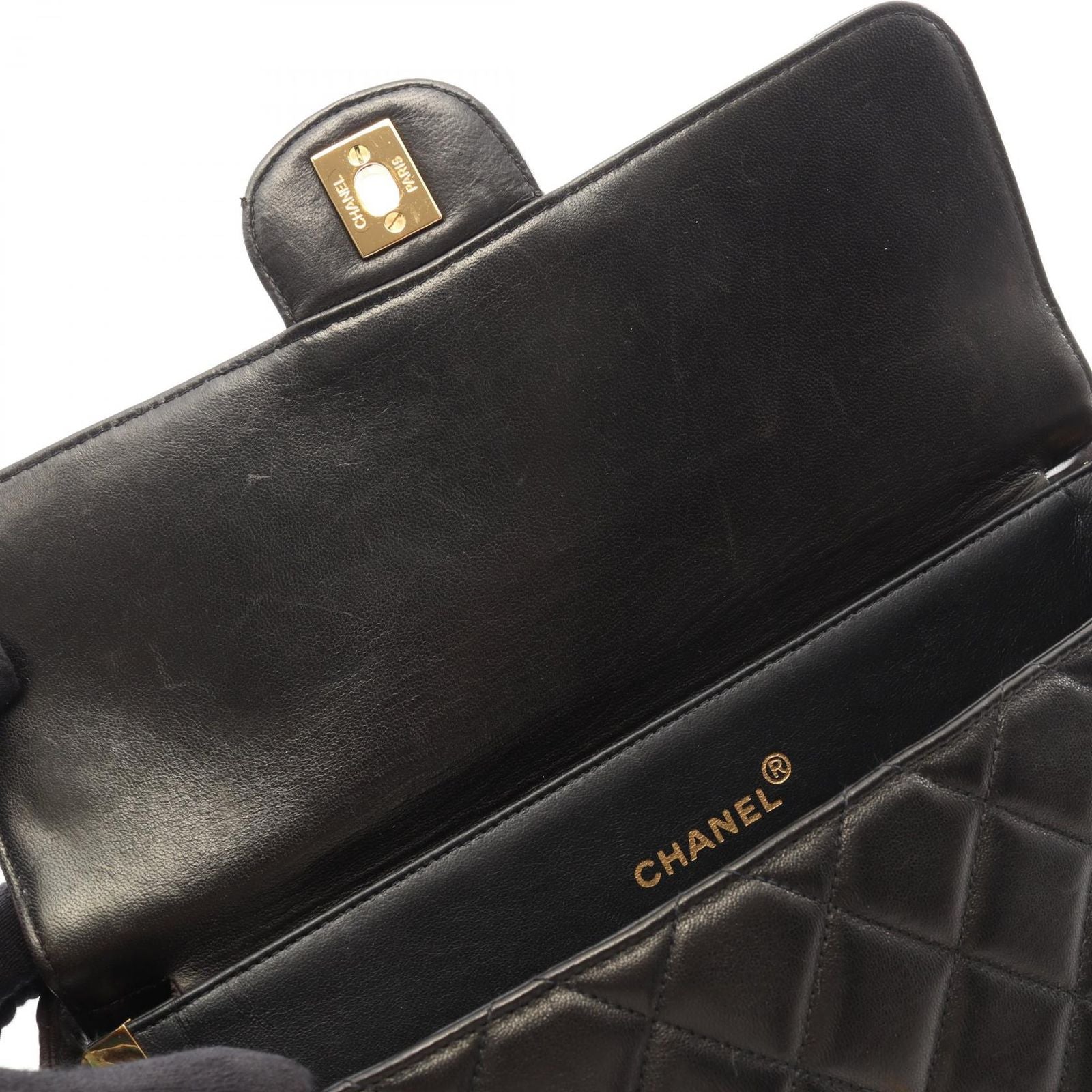 Chanel Quilted Face Black Lambskin Shoulder Bag — view 7