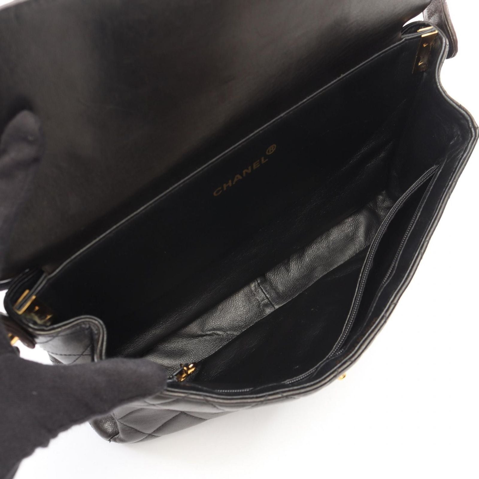 Chanel Quilted Face Black Lambskin Shoulder Bag — view 4
