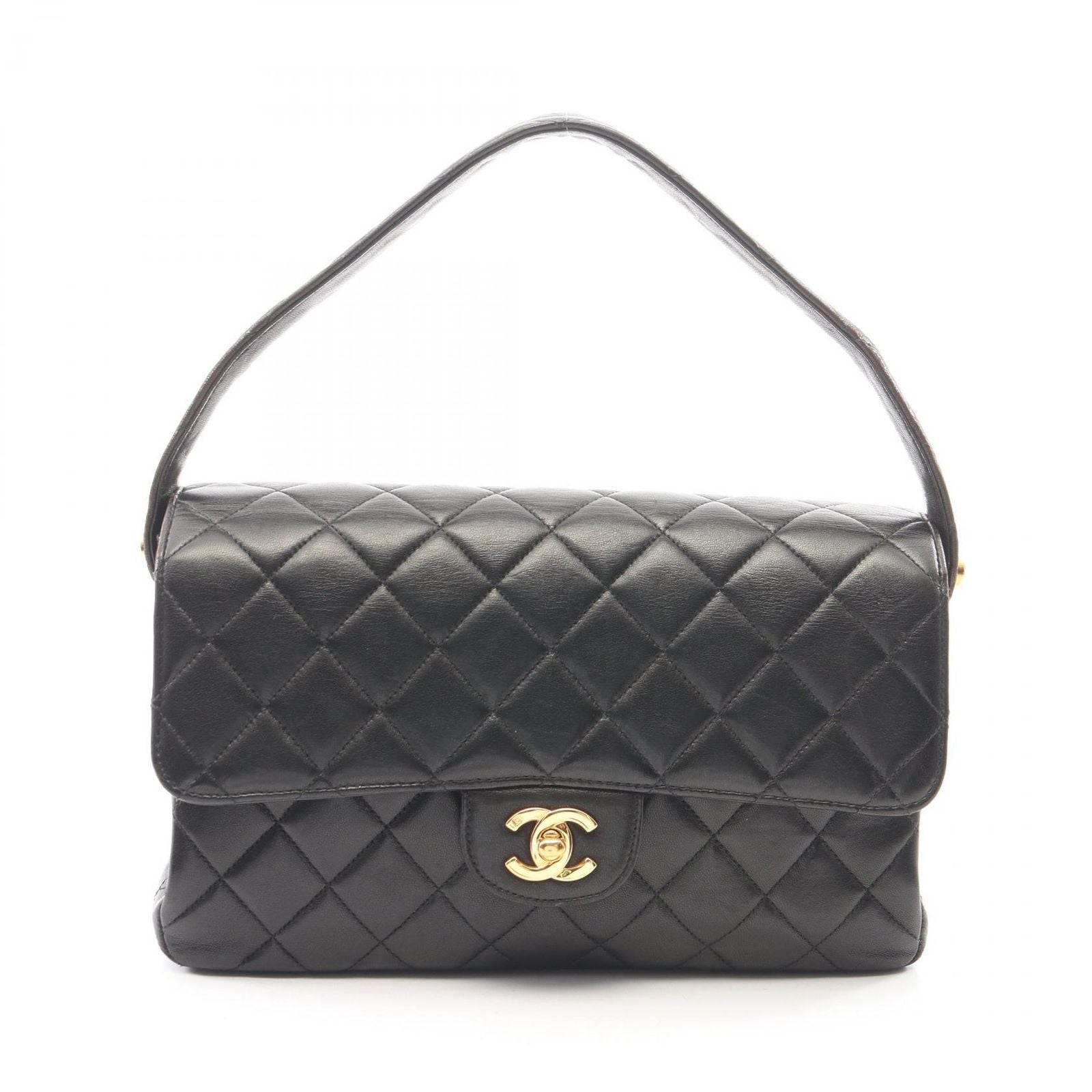 Chanel Quilted Face Black Lambskin Shoulder Bag