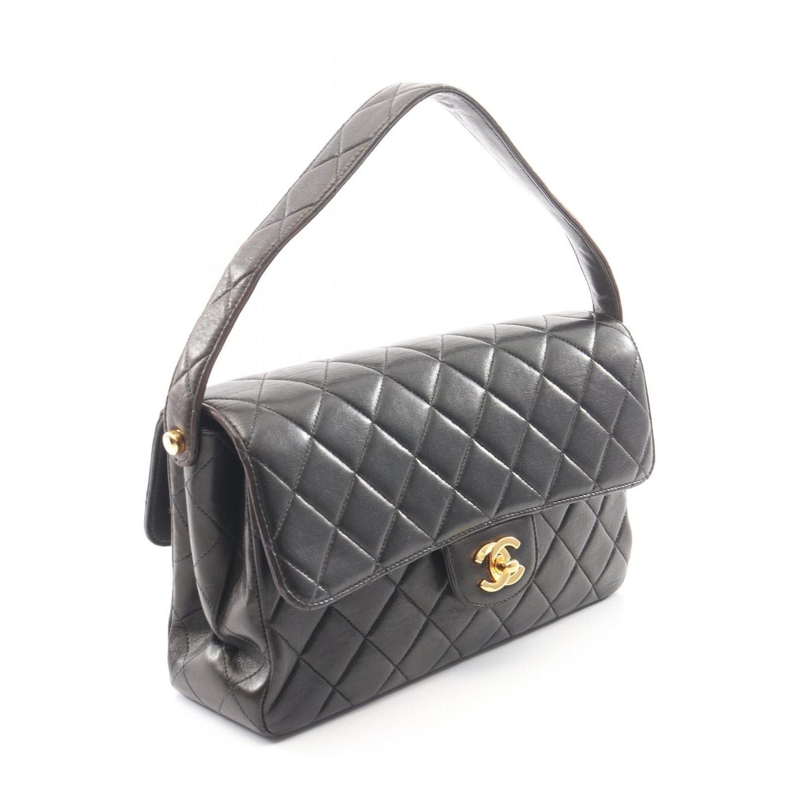 Chanel Quilted Face Black Lambskin Shoulder Bag — view 2