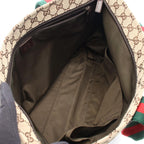 Gucci Tote Bag Webbing Line Beige Brown Green Canvas Leather Sherry — view 3