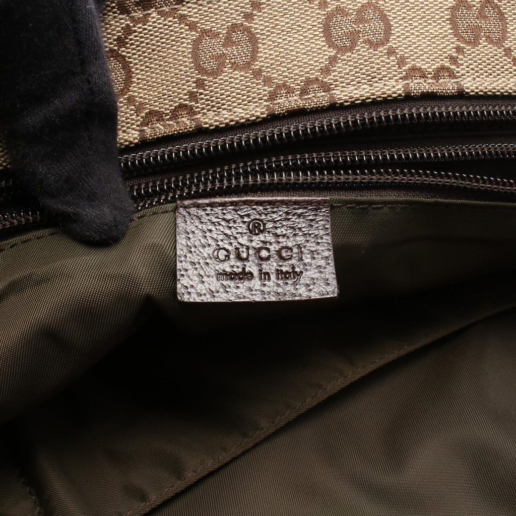 Gucci Tote Bag Webbing Line Beige Brown Green Canvas Leather Sherry — view 4