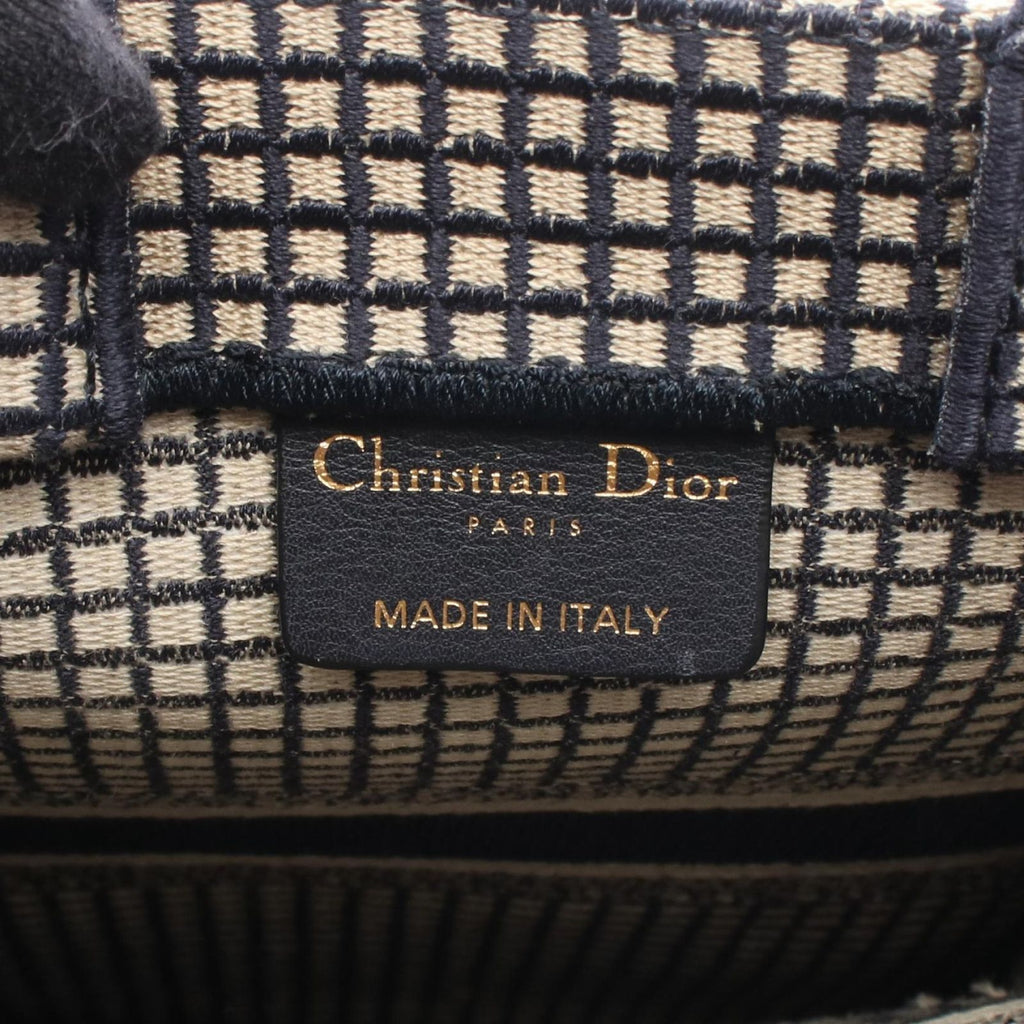 Dior Handbag Book Tote Vertical la Mort Navy Beige Canvas Mini — view 4