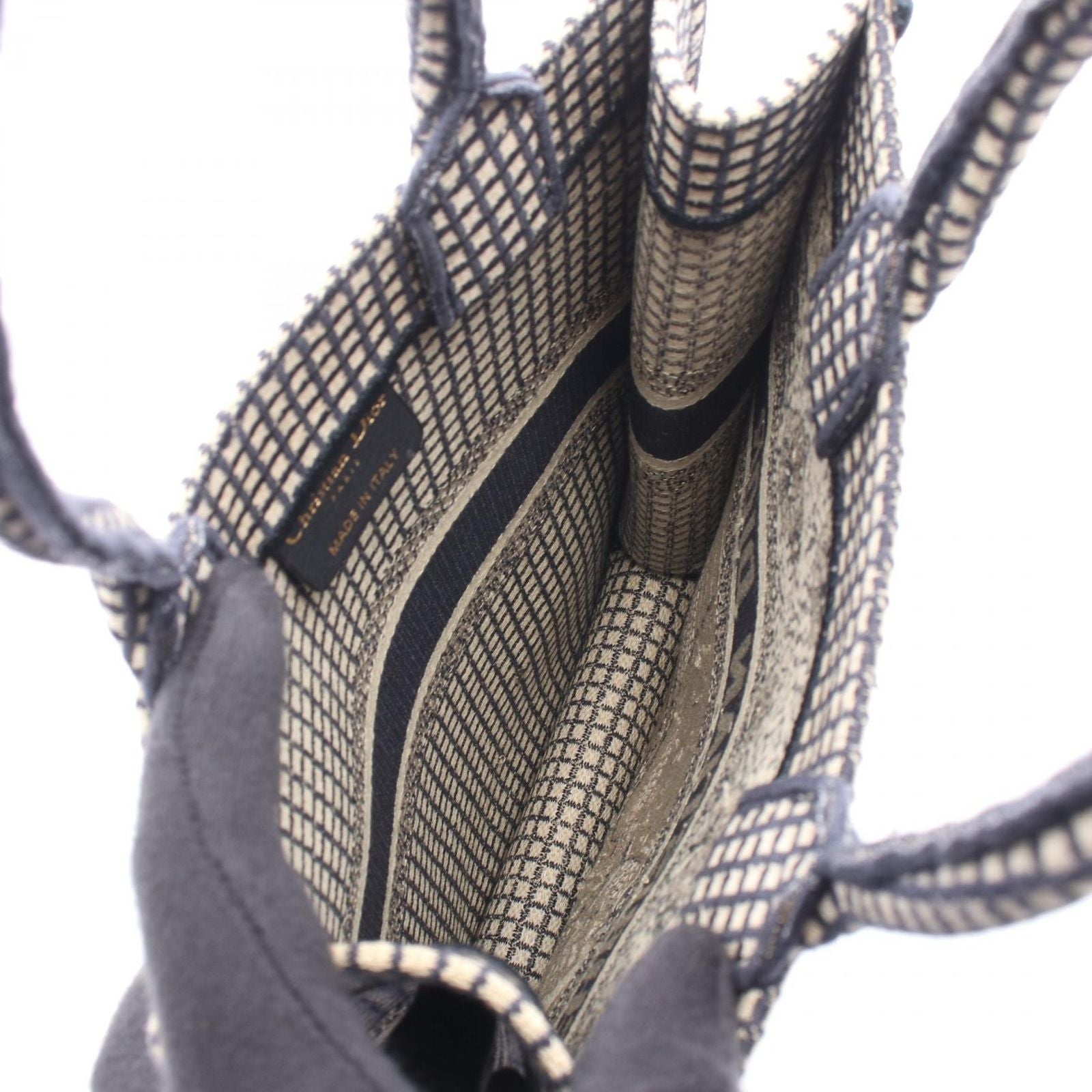 Dior Handbag Book Tote Vertical la Mort Navy Beige Canvas Mini — view 3