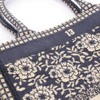 Dior Handbag Book Tote Vertical la Mort Navy Beige Canvas Mini — view 5