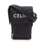 Celine Shoulder Bag Trekking Mobile Pouch Black White Canvas