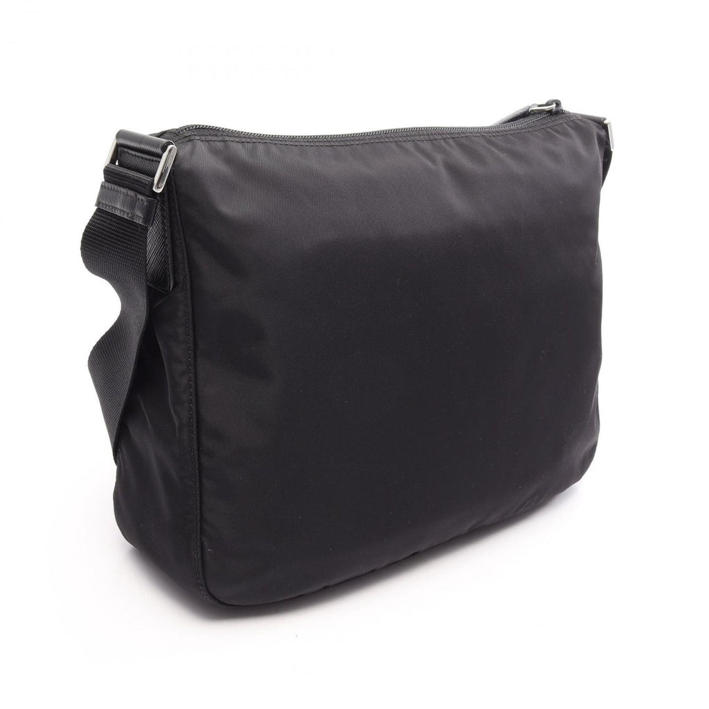 Prada Shoulder Bag Black Nylon Saffiano Leather Triangle Logo — view 2