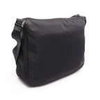 Prada Shoulder Bag Black Nylon Saffiano Leather Triangle Logo — view 2
