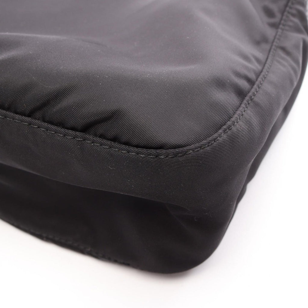 Prada Shoulder Bag Black Nylon Saffiano Leather Triangle Logo — view 6