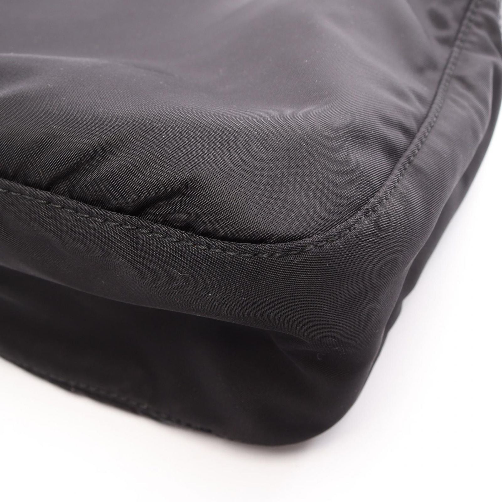 Prada Shoulder Bag Black Nylon Saffiano Leather Triangle Logo — view 6