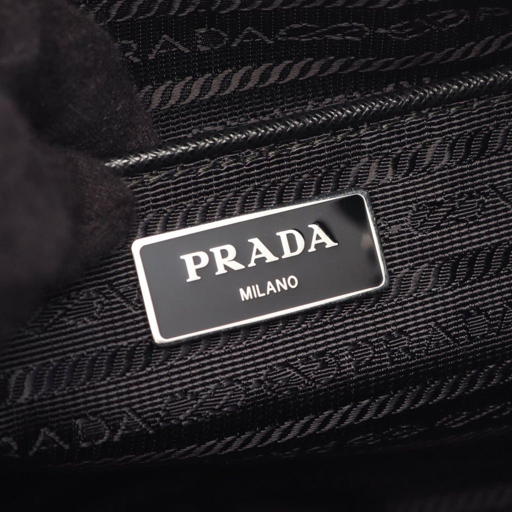 Prada Shoulder Bag Black Nylon Saffiano Leather Triangle Logo — view 4