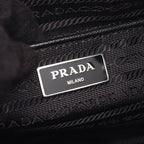 Prada Shoulder Bag Black Nylon Saffiano Leather Triangle Logo — view 4