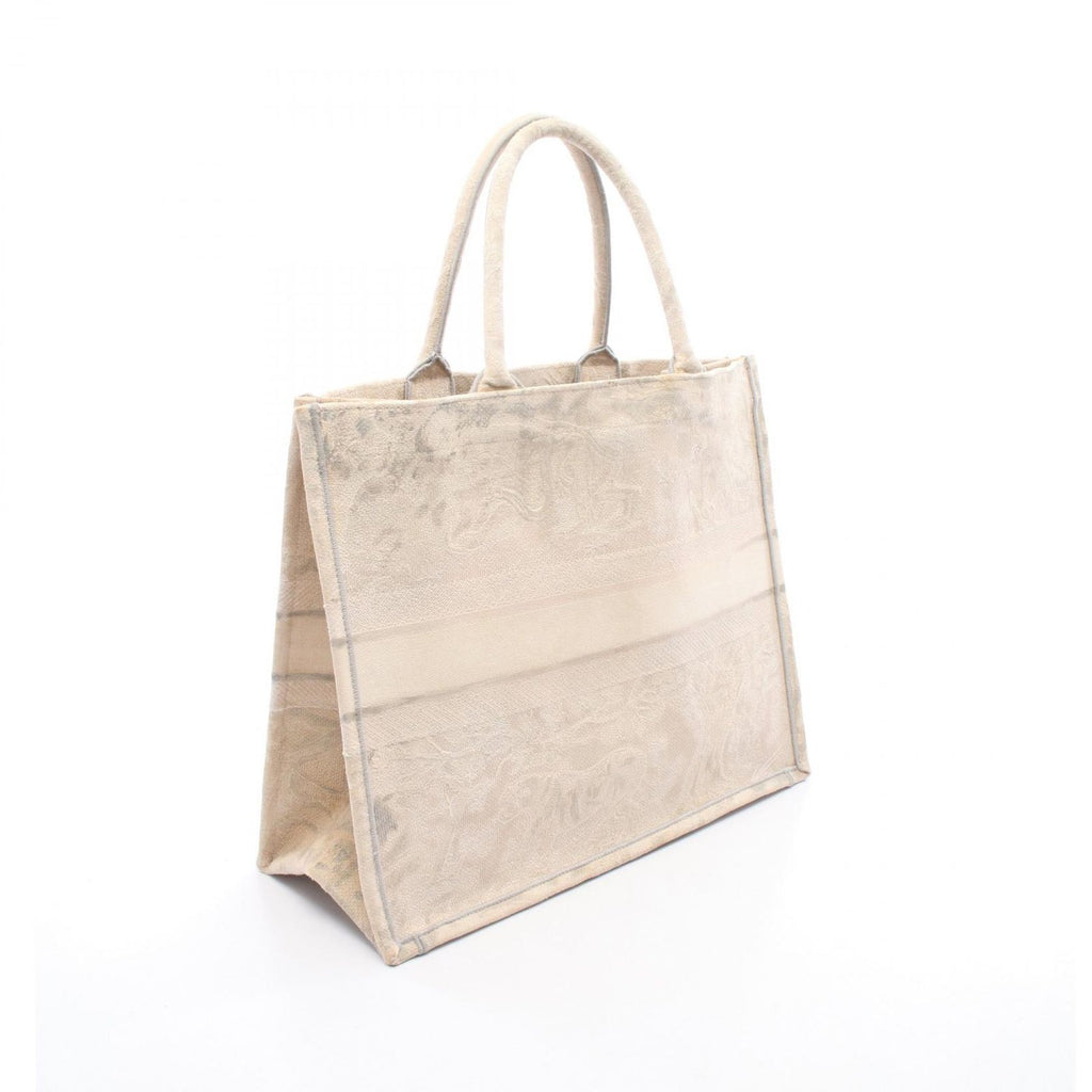 Dior Tote Bag Book Large Ivory Light Gray Canvas Toile de Jouy — view 2