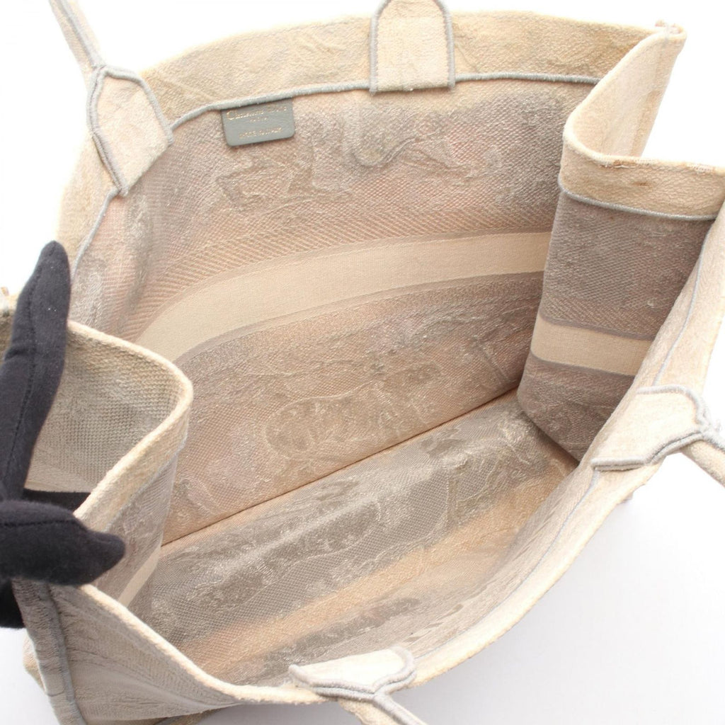 Dior Tote Bag Book Large Ivory Light Gray Canvas Toile de Jouy — view 3