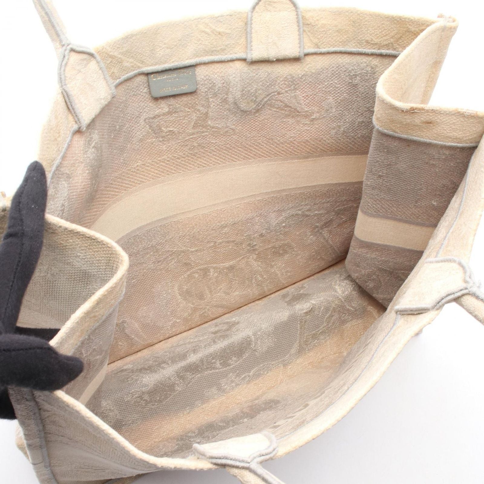 Dior Tote Bag Book Large Ivory Light Gray Canvas Toile de Jouy — view 3
