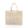 Dior Tote Bag Book Large Ivory Light Gray Canvas Toile de Jouy