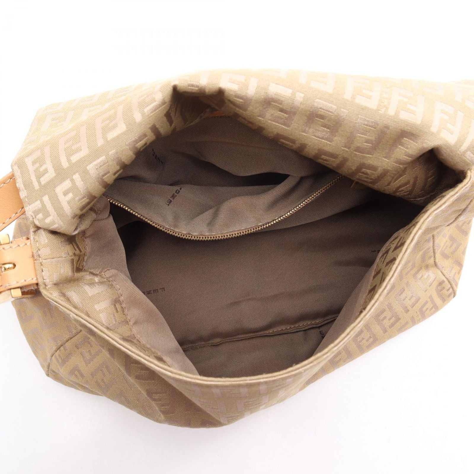 Fendi Shoulder Bag Mamma Bucket Zucchino Beige Canvas Leather — view 3