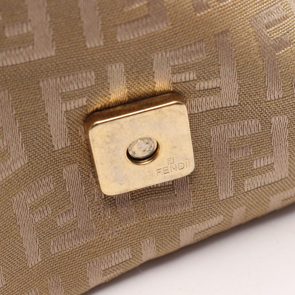 Fendi Shoulder Bag Mamma Bucket Zucchino Beige Canvas Leather — view 5