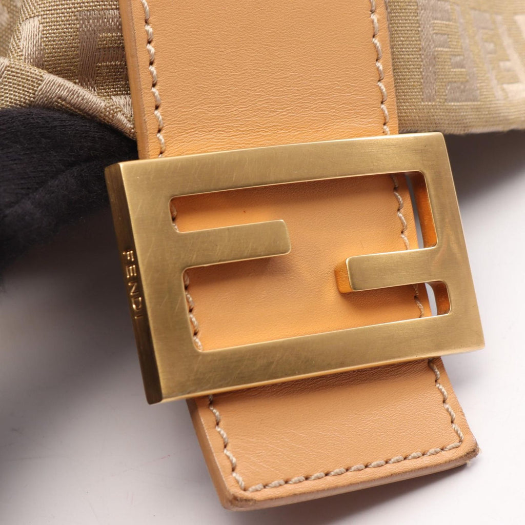 Fendi Shoulder Bag Mamma Bucket Zucchino Beige Canvas Leather — view 6