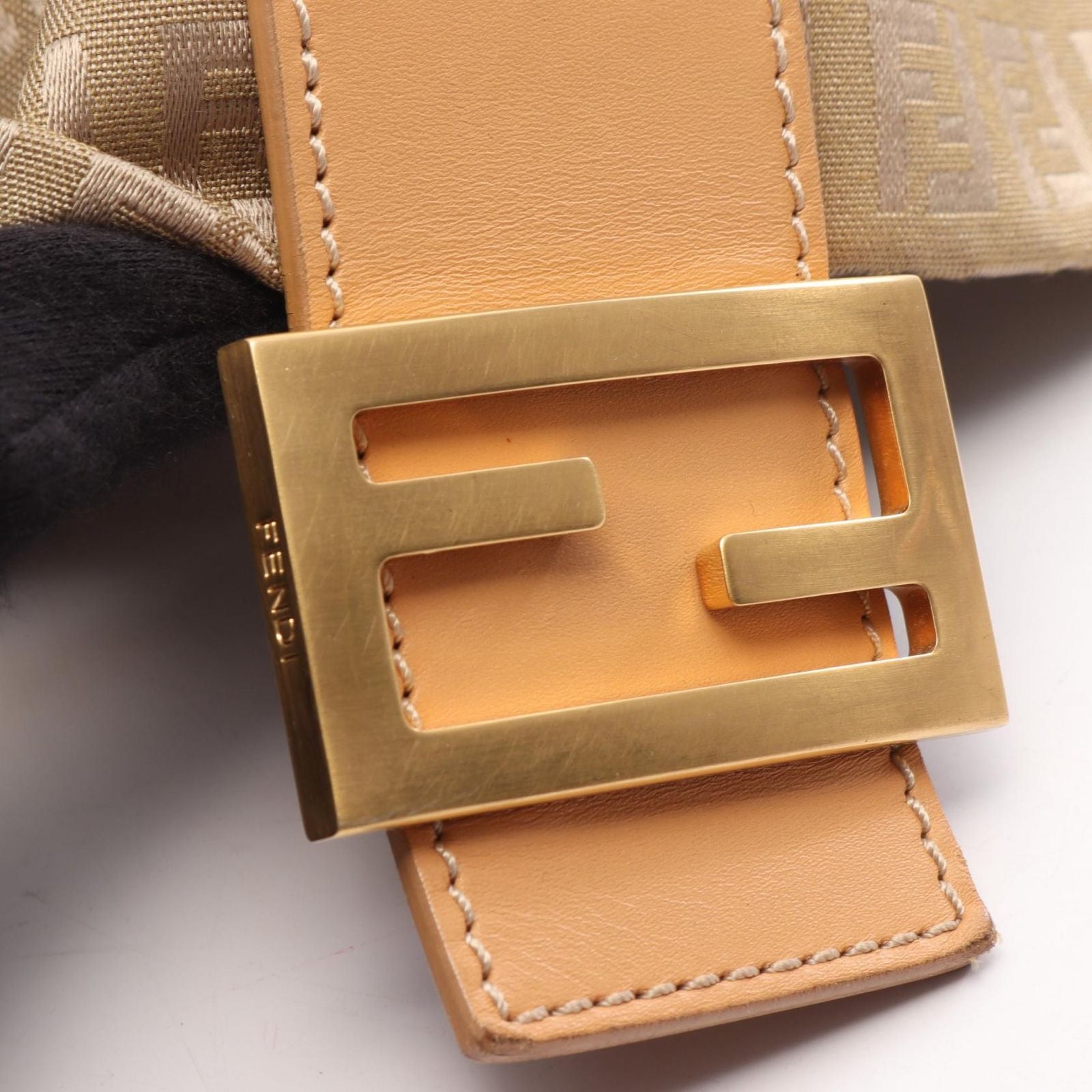 Fendi Shoulder Bag Mamma Bucket Zucchino Beige Canvas Leather — view 6