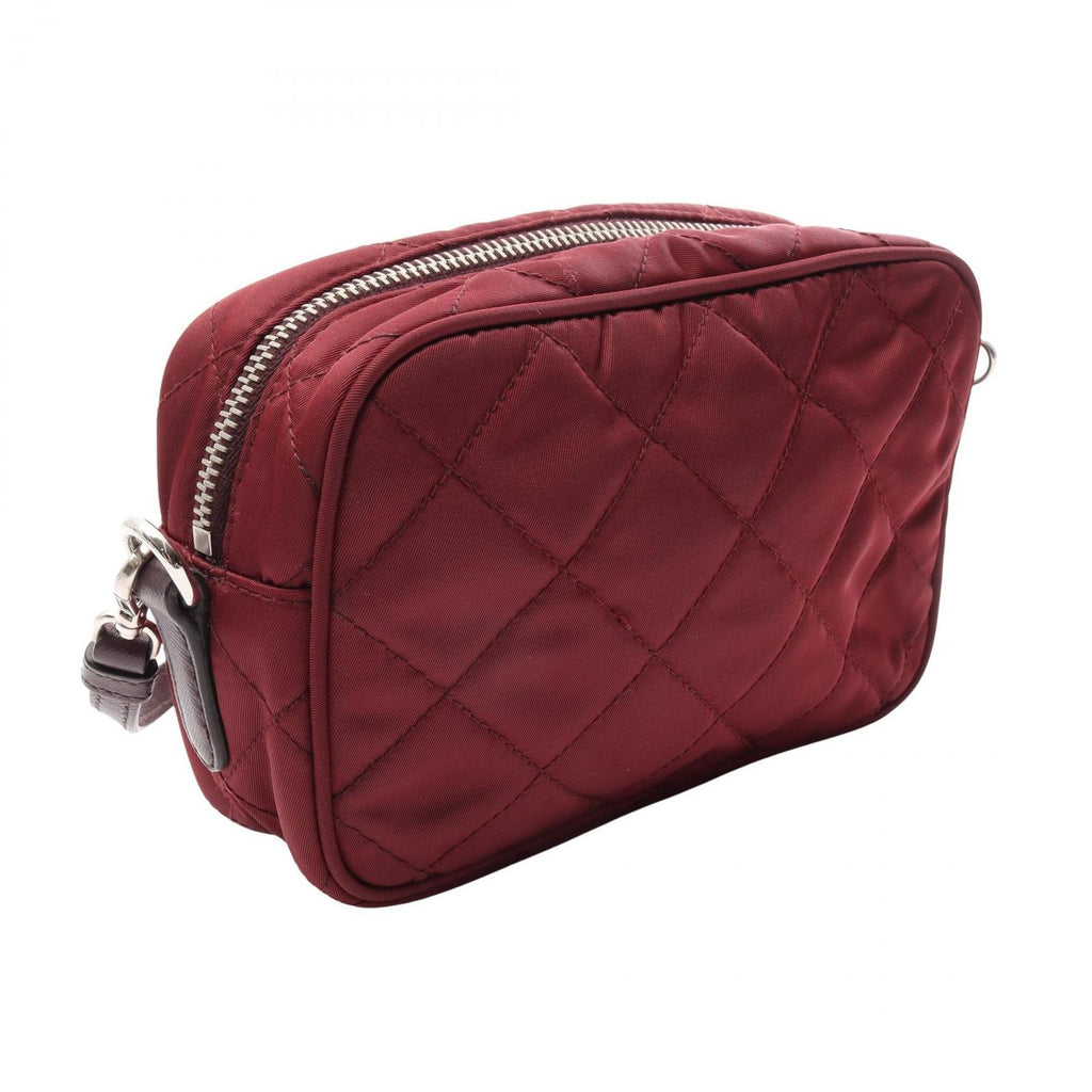 Prada Shoulder Bag Bordeaux Nylon Saffiano Leather Triangle Logo — view 2