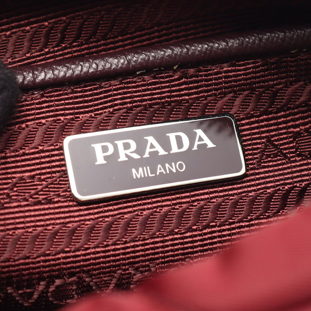 Prada Shoulder Bag Bordeaux Nylon Saffiano Leather Triangle Logo — view 4