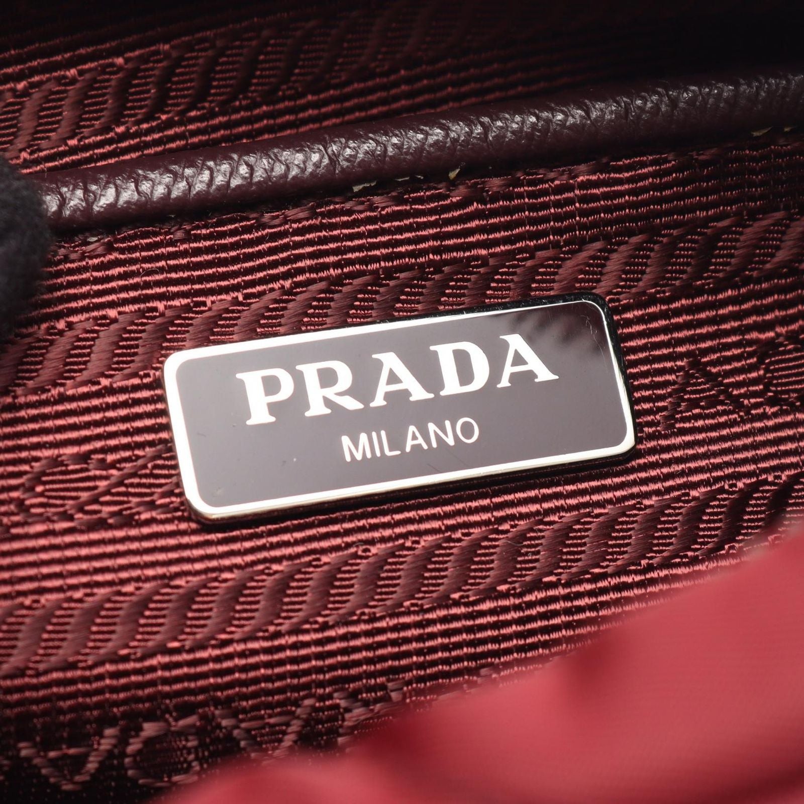 Prada Shoulder Bag Bordeaux Nylon Saffiano Leather Triangle Logo — view 4