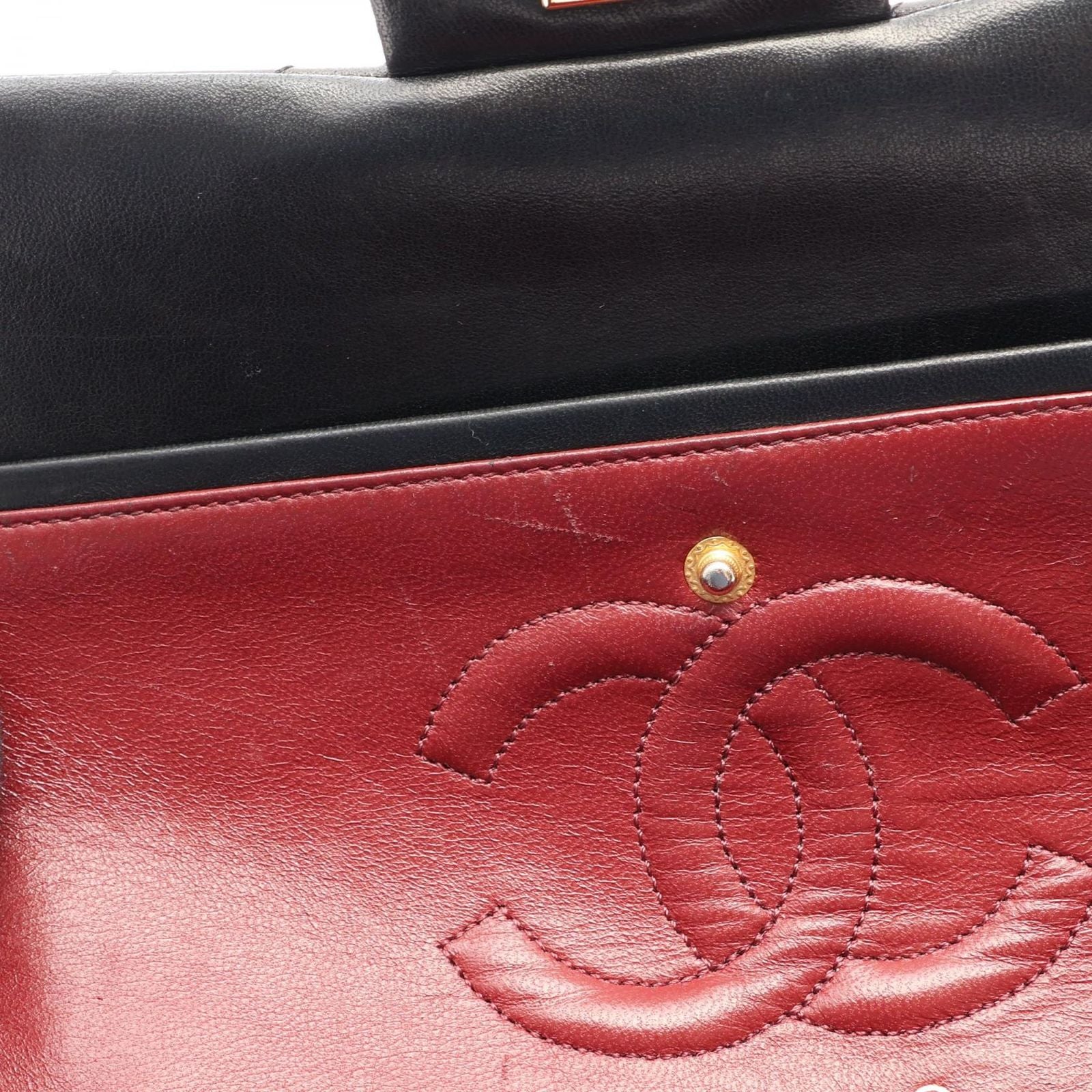 Chanel Shoulder Bag Quilted Double Flap Black Lambskin Chain — view 6
