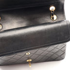 Chanel Shoulder Bag Quilted Double Flap Black Lambskin Chain — view 8