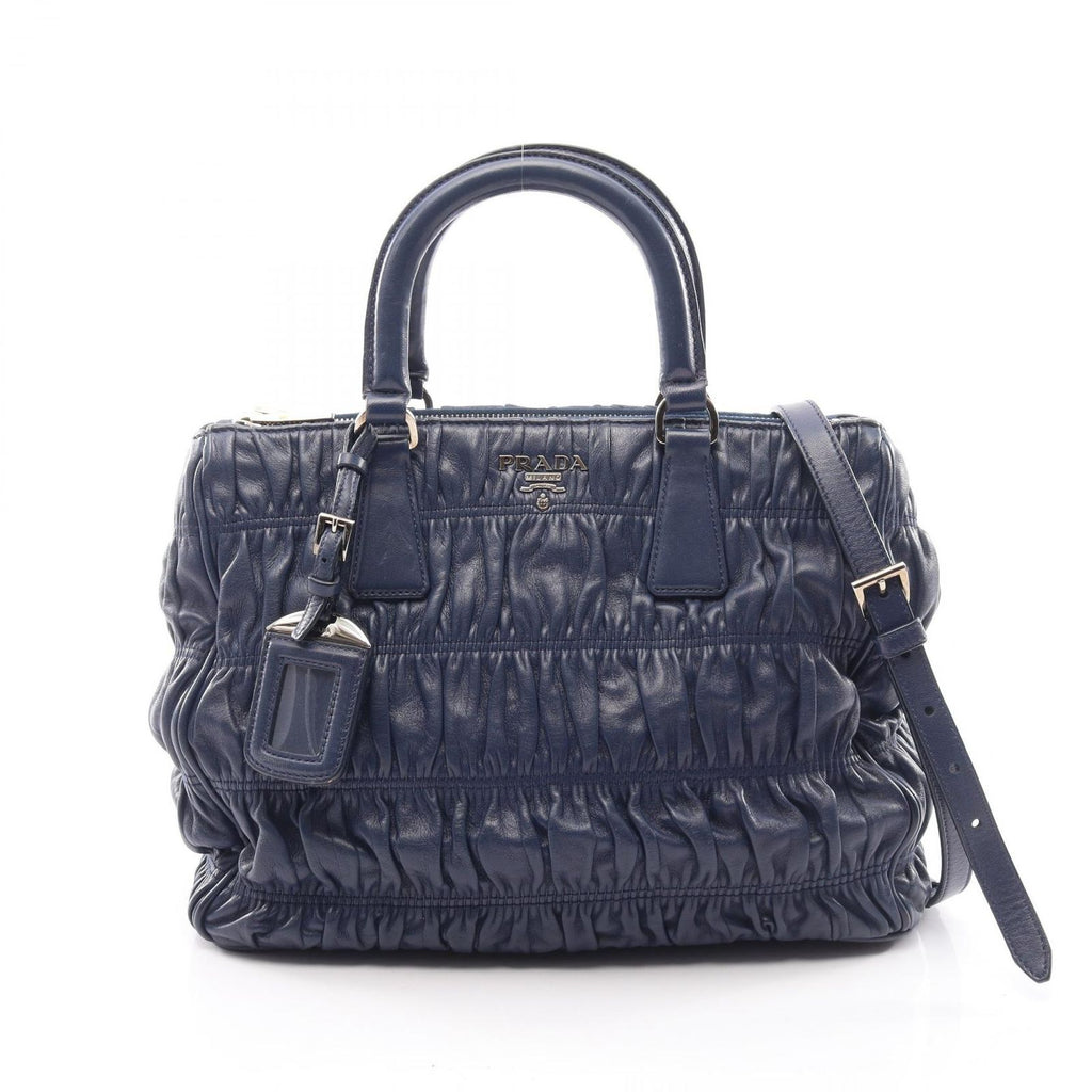 Prada Nappa Gaufre 2-Way Navy Leather Shoulder Handbag