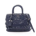 Prada Nappa Gaufre 2-Way Navy Leather Shoulder Handbag