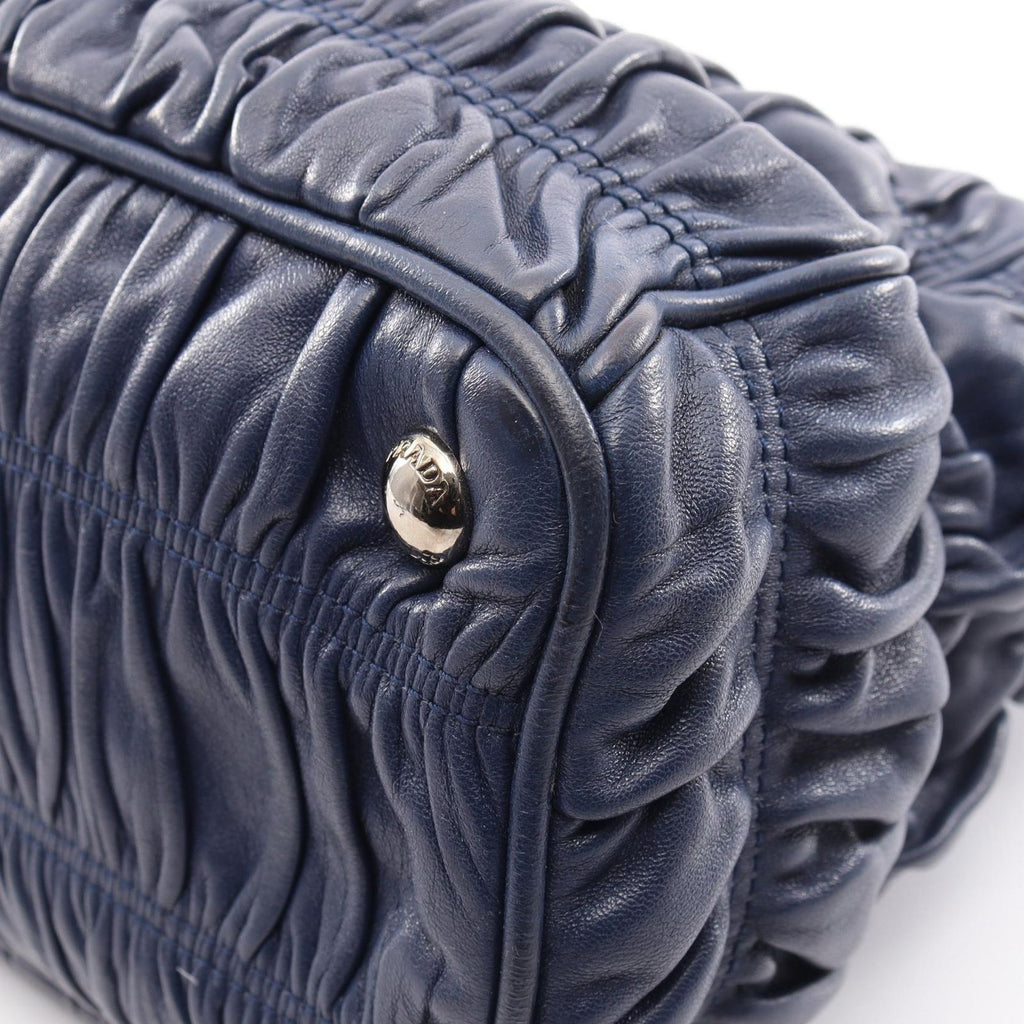 Prada Nappa Gaufre 2-Way Navy Leather Shoulder Handbag — view 5