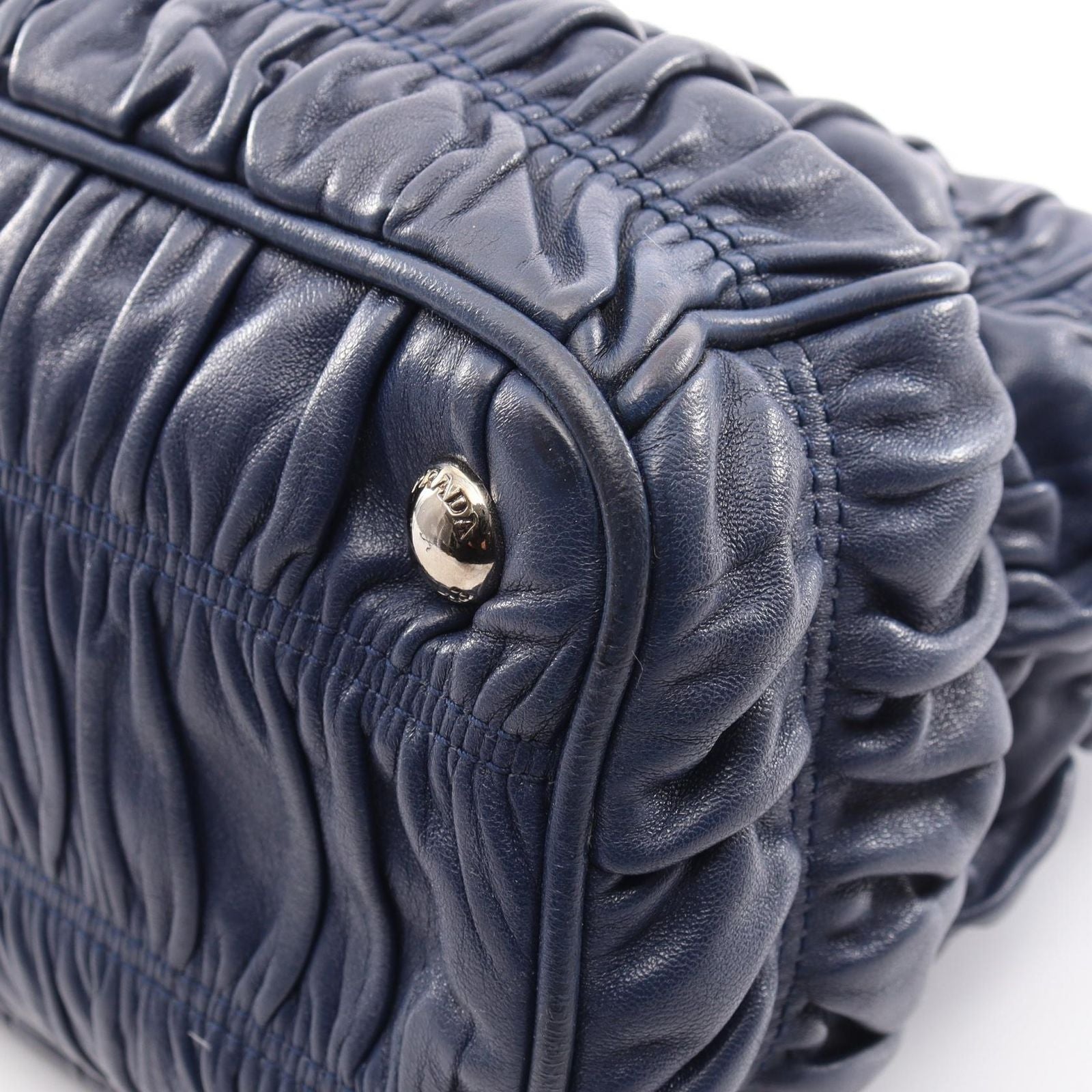 Prada Nappa Gaufre 2-Way Navy Leather Shoulder Handbag — view 5