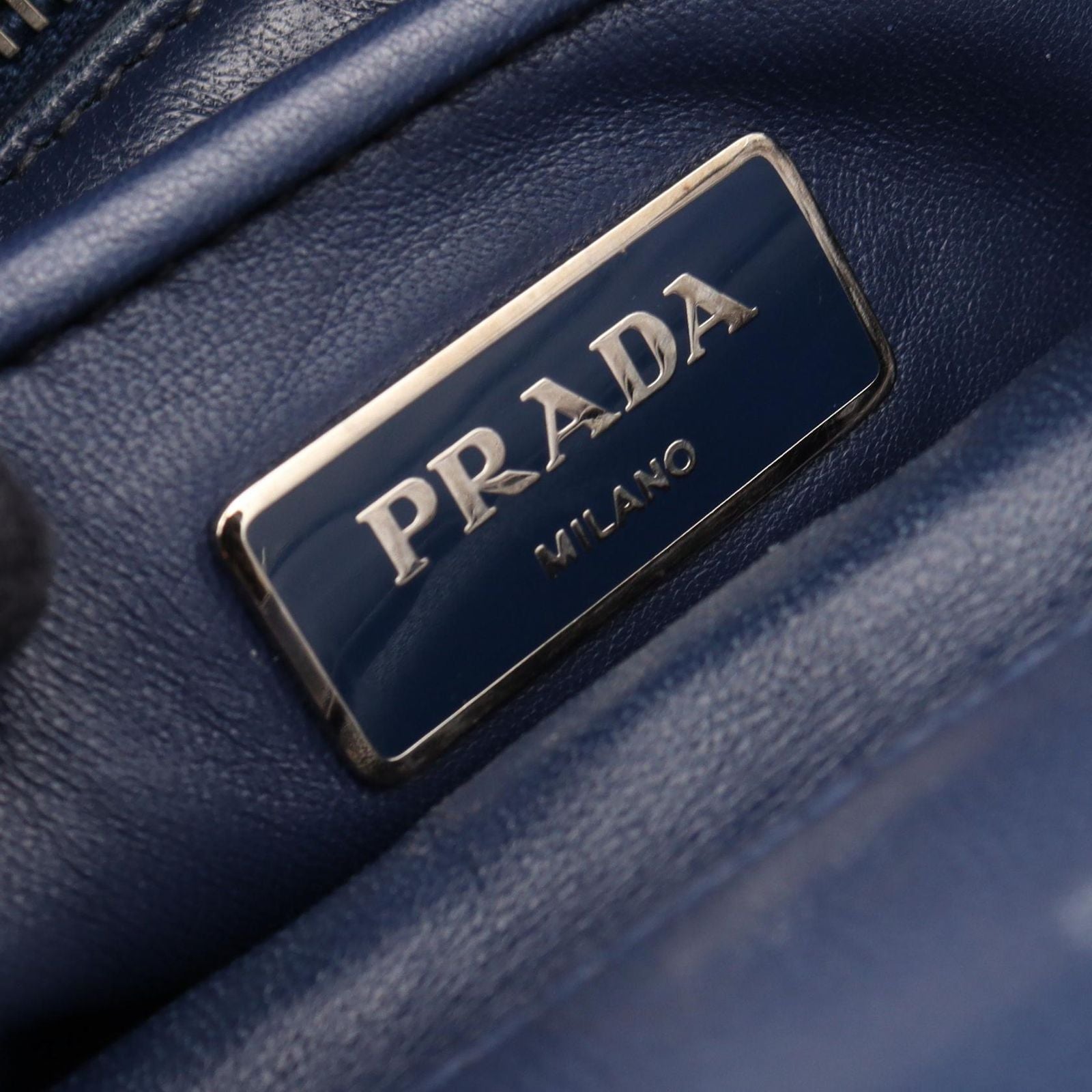 Prada Nappa Gaufre 2-Way Navy Leather Shoulder Handbag — view 4